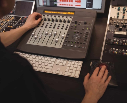 audio engineer mixing