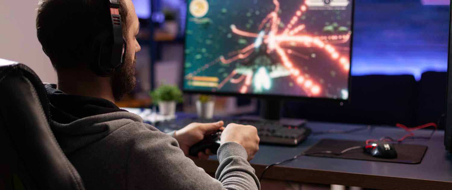 person playing video game