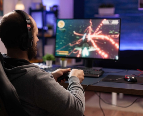 person playing video game