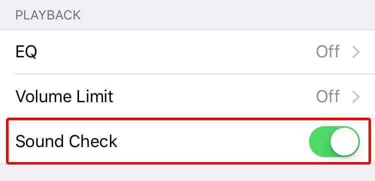 Apple Sound Check Setting