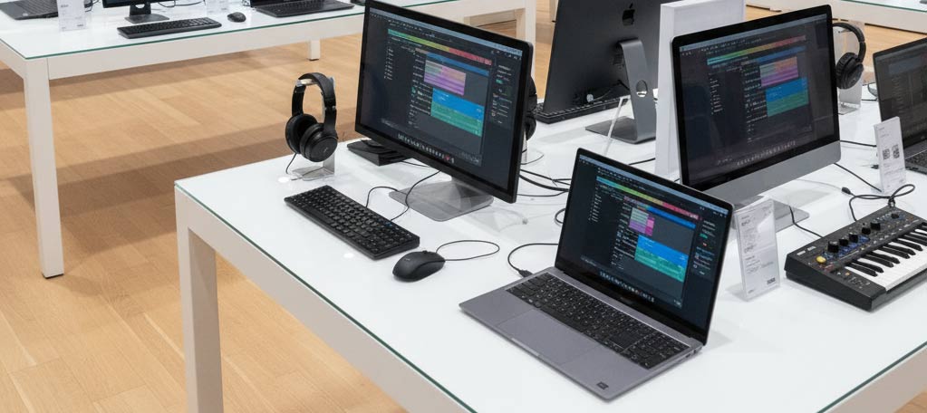 Computers displayed at store