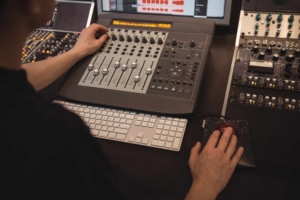audio engineer mixing