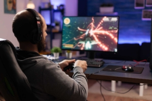 person playing video game