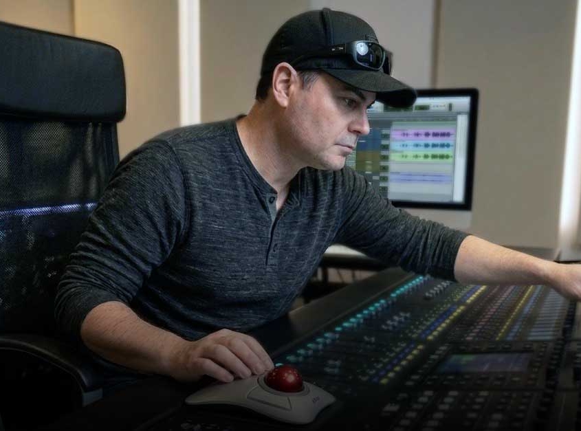 Aaron Reppert at mixing console